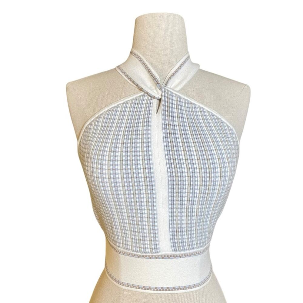 CLUB MONACO cross strap Raeni halter knit tank | S
